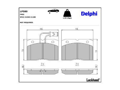 Juego de 4 pastillas de freno (Almohadilla de freno) DELPHI ref. LP580