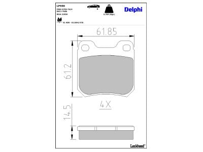 Juego de 4 pastillas de freno (Almohadilla de freno) DELPHI ref. LP590