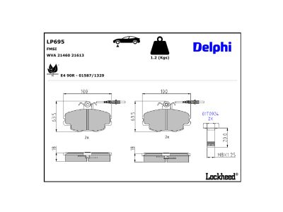 Juego de 4 pastillas de freno (Almohadilla de freno) DELPHI ref. LP695