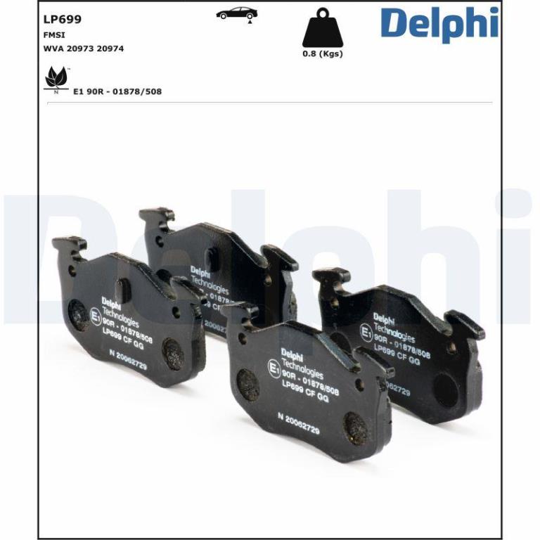 Juego de 4 pastillas de freno (Almohadilla de freno) DELPHI ref. LP699