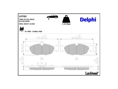 Juego de 4 pastillas de freno (Almohadilla de freno) DELPHI ref. LP702