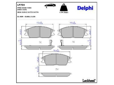 Juego de 4 pastillas de freno (Almohadilla de freno) DELPHI ref. LP704
