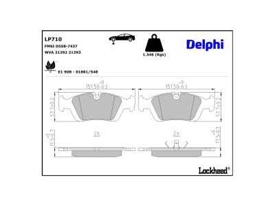 Juego de 4 pastillas de freno (Almohadilla de freno) DELPHI ref. LP710
