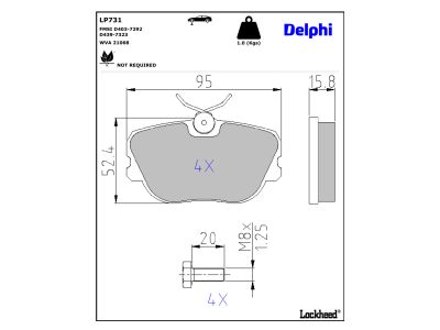Jogo de 4 pastilhas de travão DELPHI ref. LP731
