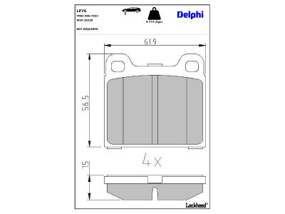 Jeu de 4 plaquettes de frein DELPHI ref. LP76