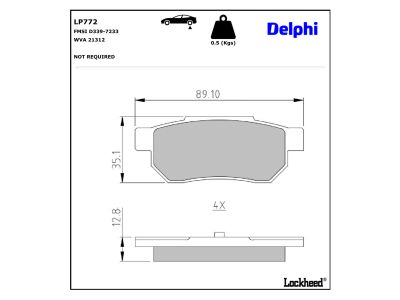 Jeu de 4 plaquettes de frein DELPHI ref. LP772