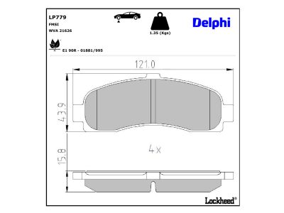 Juego de 4 pastillas de freno (Almohadilla de freno) DELPHI ref. LP779