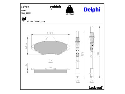 Juego de 4 pastillas de freno (Almohadilla de freno) DELPHI ref. LP787