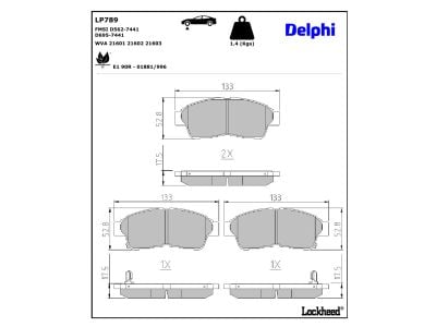 Juego de 4 pastillas de freno (Almohadilla de freno) DELPHI ref. LP789