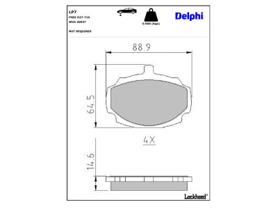 Jeu de 4 plaquettes de frein DELPHI LP7