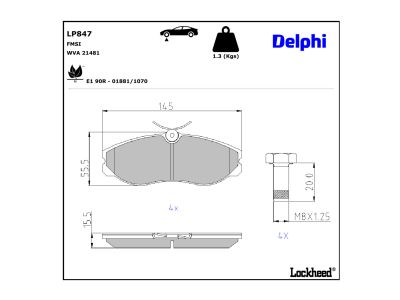 Juego de 4 pastillas de freno (Almohadilla de freno) DELPHI ref. LP847