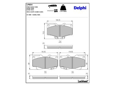 Juego de 4 pastillas de freno (Almohadilla de freno) DELPHI ref. LP854
