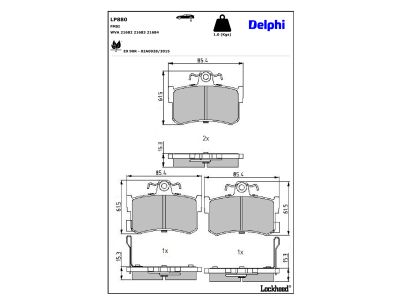 Juego de 4 pastillas de freno (Almohadilla de freno) DELPHI ref. LP880