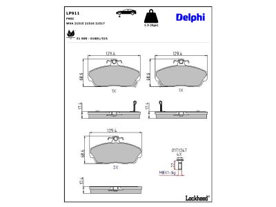Jeu de 4 plaquettes de frein DELPHI ref. LP911