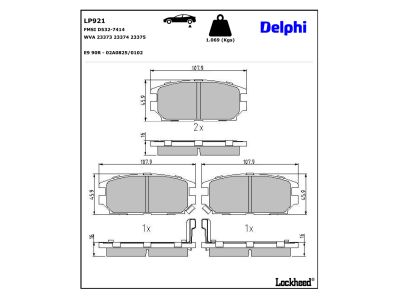 Jeu de 4 plaquettes de frein DELPHI ref. LP921