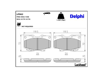 Jogo de 4 pastilhas de travão DELPHI LP962