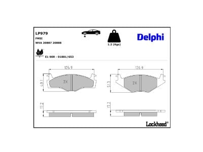 Jeu de 4 plaquettes de frein DELPHI LP979