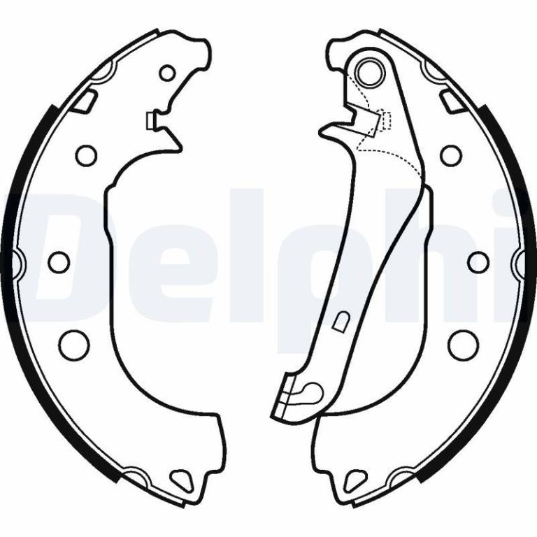 Jeu de 4 mâchoires de frein (Garniture de frein à tambour) DELPHI ref. LS2108