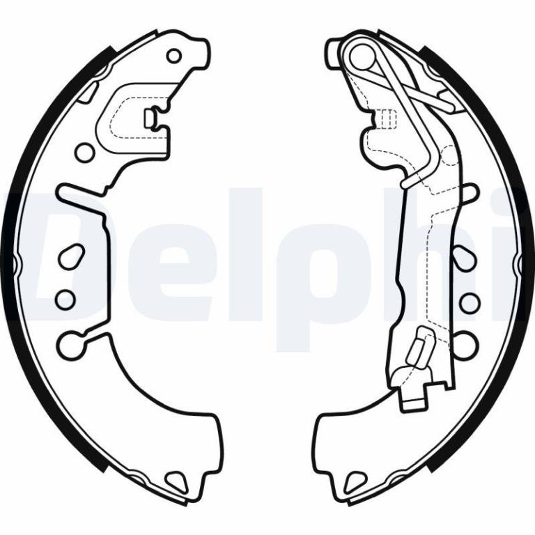 Jeu de 4 mâchoires de frein (Garniture de frein à tambour) DELPHI ref. LS2135