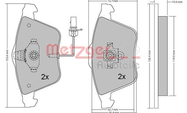 Jogo de 4 pastilhas de travão METZGER ref. 1170099