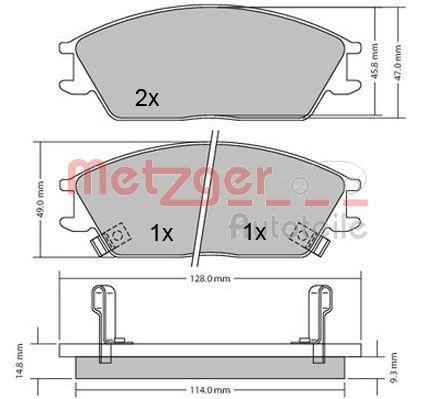Jeu de 4 plaquettes de frein METZGER ref. 1170224