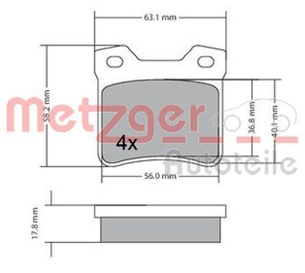 Jogo de 4 pastilhas de travão METZGER ref. 1170310