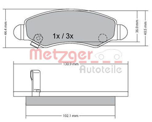 Jogo de 4 pastilhas de travão METZGER ref. 1170340