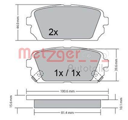 Jeu de 4 plaquettes de frein METZGER ref. 1170522