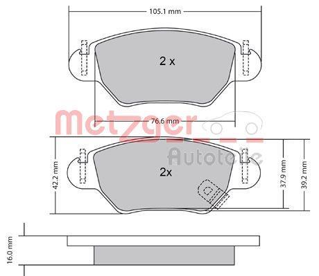 Jogo de 4 pastilhas de travão METZGER ref. 1170809