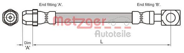 Flexible de frein (Durite de frein) METZGER ref. 4111436
