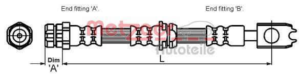 Flexible de frein (Durite de frein) METZGER ref. 4116204