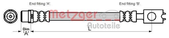 Flexible de frein (Durite de frein) METZGER 4116213
