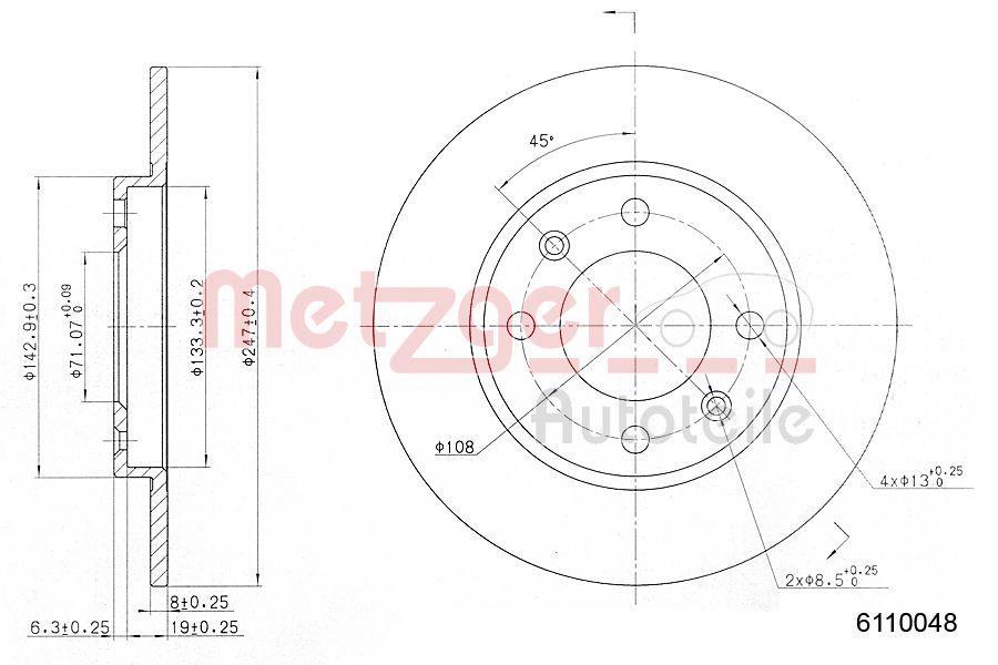 Disques de frein METZGER ref. 6110048