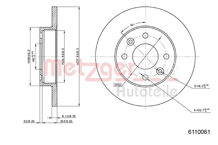 Disques de frein METZGER ref. 6110061
