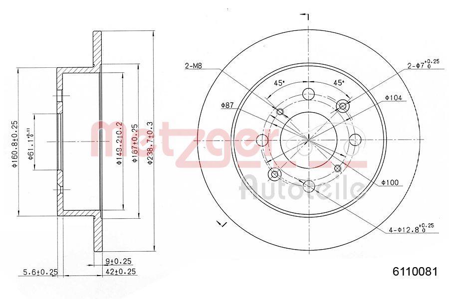 Disques de frein METZGER ref. 6110081