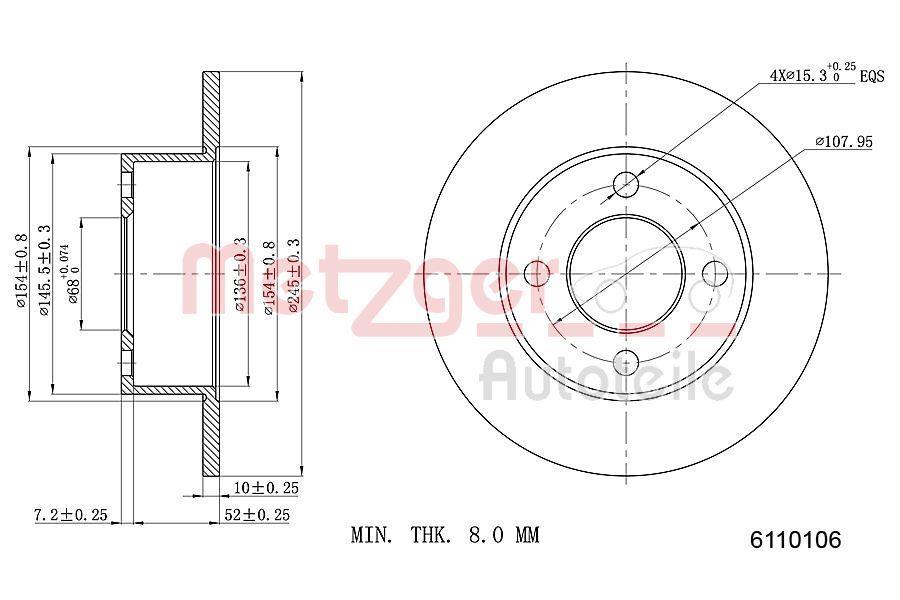 Disques de frein METZGER ref. 6110106