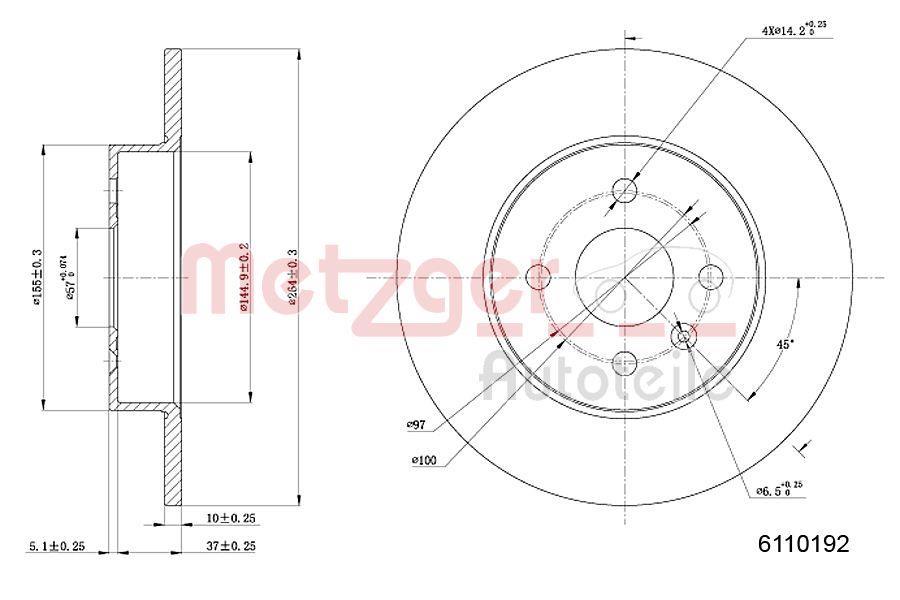 Disques de frein METZGER ref. 6110192