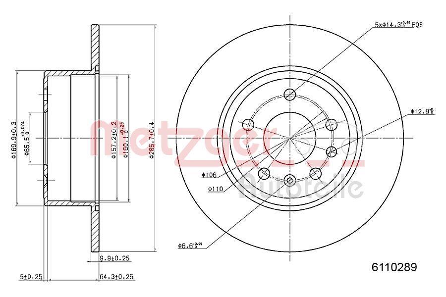 Disques de frein METZGER ref. 6110289