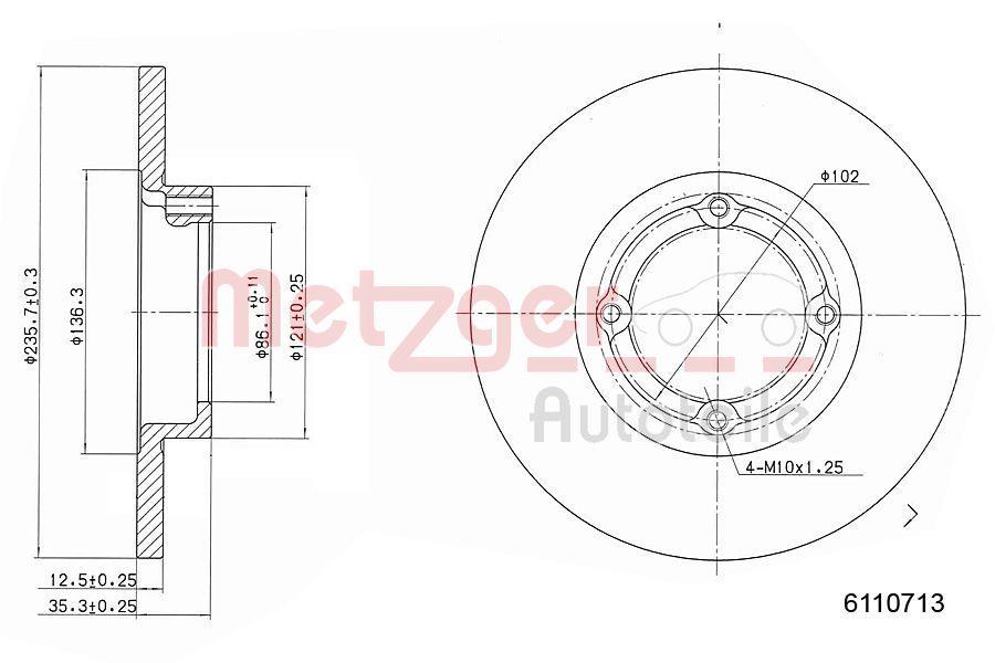 Disques de frein METZGER ref. 6110713
