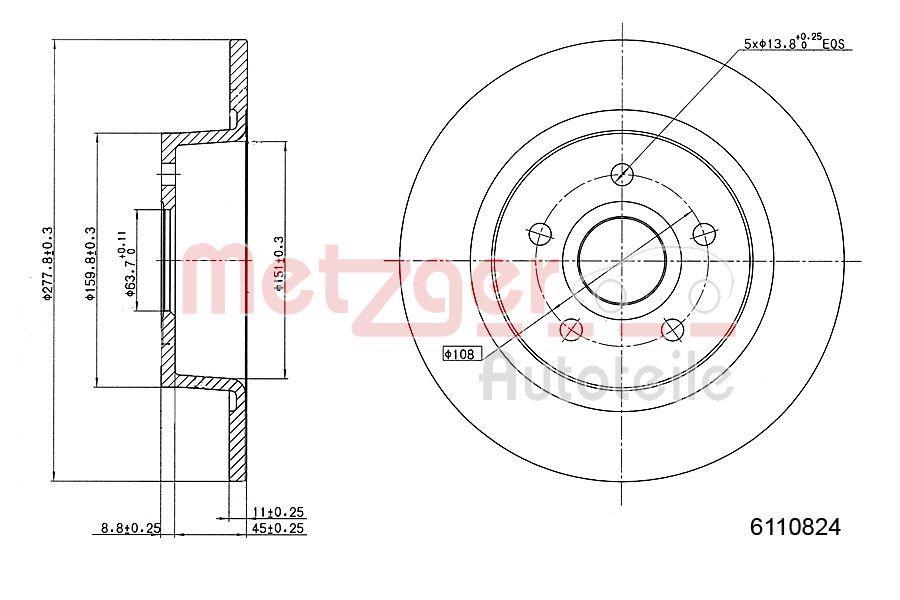 Disques de frein METZGER ref. 6110824