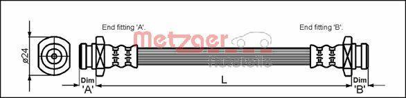 Flexible de frein (Durite de frein) METZGER ref. 4110089