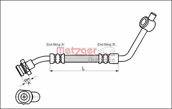 Flexible de frein (Durite de frein) METZGER ref. 4112529