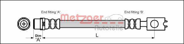 Flexible de frein (Durite de frein) METZGER ref. 4116222