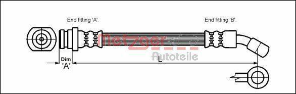 Flexible de frein (Durite de frein) METZGER 4110072