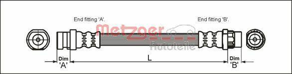 Flexible de frein (Durite de frein) METZGER ref. 4111169