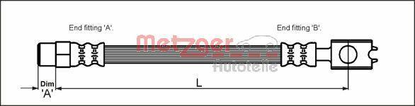 Flexible de frein (Durite de frein) METZGER ref. 4116226