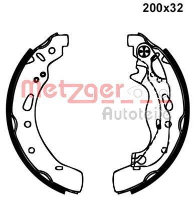 Jeu de 4 mâchoires de frein (Garniture de frein à tambour) METZGER MG 237
