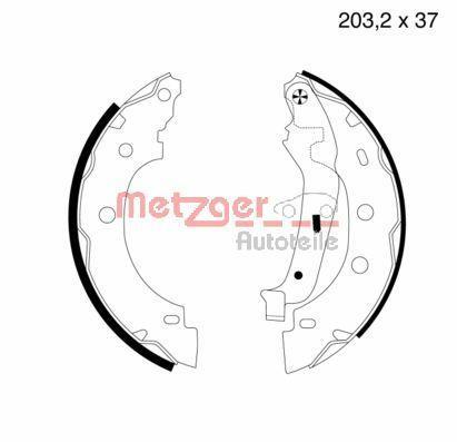 Jeu de 4 mâchoires de frein (Garniture de frein à tambour) METZGER MG 706
