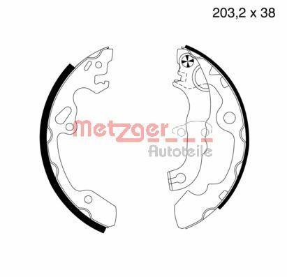 Jeu de 4 mâchoires de frein (Garniture de frein à tambour) METZGER MG 716