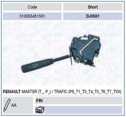 Comutador, coluna de direcção MAGNETI MARELLI ref. 510033451501